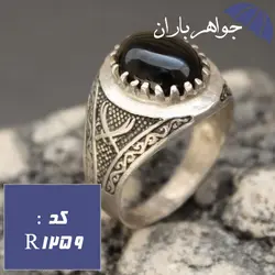 انگشتر اسپرت عقیق سیاه طرح ذوالفقار کد R_1259