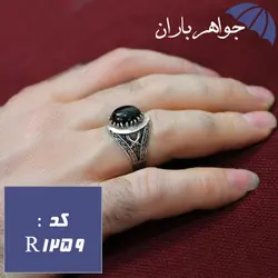 انگشتر اسپرت عقیق سیاه طرح ذوالفقار کد R_1259