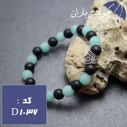 دستبند عقیق سیاه مات و جید آبی کد D_1036