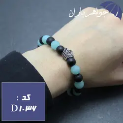 دستبند عقیق سیاه مات و جید آبی کد D_1036