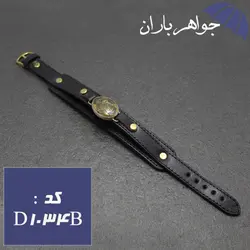 دستبند حدید چرم حکاکی ستاره داوود و ستاره سلیمان کد D_1034B