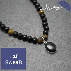سینه ریز نقره عقیق سیاه جزع اصل کد S_1028B
