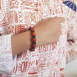 دستبند عقیق قرمز اصل طرح بافت D3003