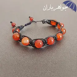 دستبند عقیق قرمز اصل طرح بافت D3003