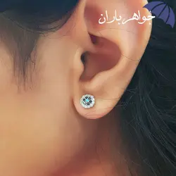 گوشواره نقره میخی طرح چشم زخم GO3005