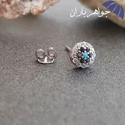 گوشواره نقره میخی طرح چشم زخم GO3005
