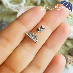 گوشواره نقره میخی مدل تاج GO3007