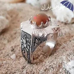 انگشتر اوپال شیری هفت رنگ اصل مردانه دست ساز R3022