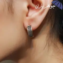 گوشواره نقره رزگلد نگین مشکی GO3008