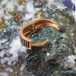 گوشواره نقره رزگلد نگین مشکی GO3008