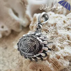 گردنبند حدید نقره ای ستاره سلیمان و ستاره داوود G3048