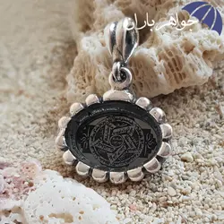 گردنبند حدید نقره ای ستاره سلیمان و ستاره داوود G3048