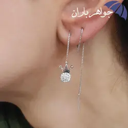 گوشواره نقره بخیه ای نگین دار GO3013