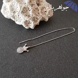 گوشواره نقره بخیه ای نگین دار GO3013