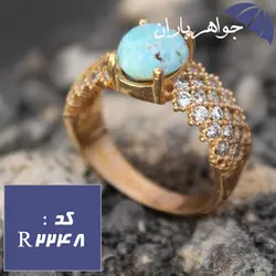 انگشتر طلاروس فیروزه نیشابوری اصل دورجواهری زنانه کد R_2248