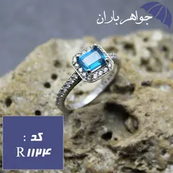 انگشتر توپاز آبی اصل خوشرنگ زنانه کد R_1124