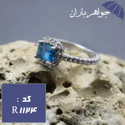 انگشتر توپاز آبی اصل خوشرنگ زنانه کد R_1124