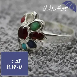 انگشتر چند جواهر زنانه با حرز امام جواد مدل گل کد R_1607