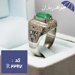 انگشتر زمرد اصل مردانه دست ساز فاخر کد R_2297