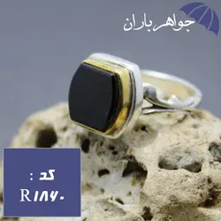 انگشتر عقیق سیاه ترک اسپرت مردانه دوربرنجی کد R_1860