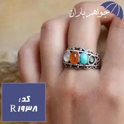 انگشتر نقره چندجواهر اصل کد R_1938