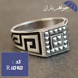 انگشتر نقره حدید مارکازیتی سیاه قلم کاری کد R_1595