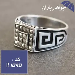 انگشتر نقره حدید مارکازیتی سیاه قلم کاری کد R_1595