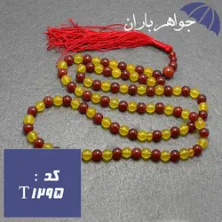 تسبیح عقیق قرمز و جید زرد 101 دانه خوشرنگ کد T_1295