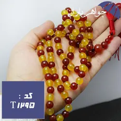 تسبیح عقیق قرمز و جید زرد 101 دانه خوشرنگ کد T_1295
