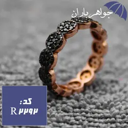 حلقه نقره رزگلد طرح شکوفه مشکی کد R_2292