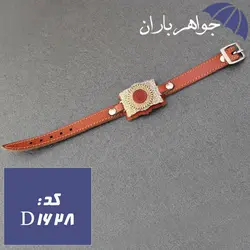 دستبند طلاروس عقیق قرمز حکاکی عین علی و آیت الکرسی کد D_1628