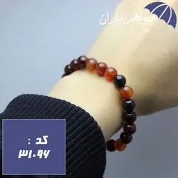 دستبند عقیق سلیمانی مهره ای کد 31096