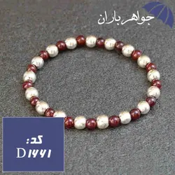 دستبند یاقوت گارنت و حدید نقره ای اسپرت کد D_1661