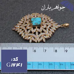 گردنبند طلاروس فیروزه نیشابوری اصل زنانه خوشرنگ کد G_1641