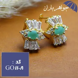 گوشواره زمرد اصل طلایی دور جواهری کد GO_1108