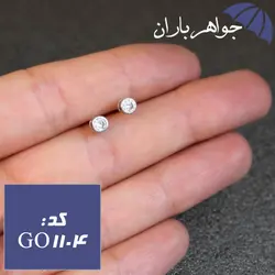 گوشواره نقره میخی تک نگین دخترانه کد GO_1104