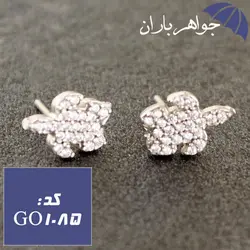 گوشواره نقره میخی دخترانه طرح لاک پشت کد GO_1085