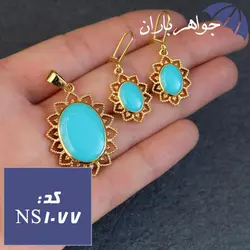 نیم ست استیل طلایی طرح فیروزه کد NS_1077