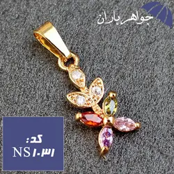 نیم ست استیل طلایی طرح گل های رنگی کد NS_1031