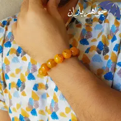 دستبند عقیق زرد اصل درشت D3058