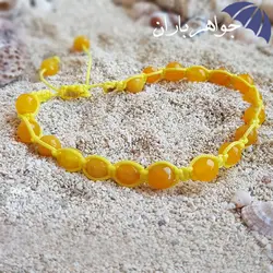 دستبند عقیق زرد اصل طرح بافت D3065