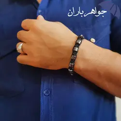 دستبند حدید استوانه ای طرح بافت D3069