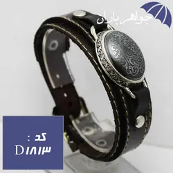دستبند چرم حدید حکاکی صلوات کد D_1813