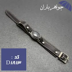 دستبند چرم حدید حکاکی صلوات کد D_1813