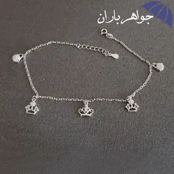 پابند نقره زنانه طرح تاج P3003
