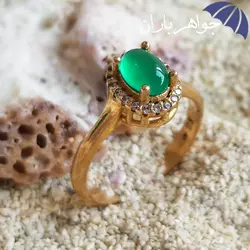 انگشتر طلاروس عقیق سبز زنانه کد R_1012B