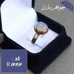 انگشتر عقیق یمنی کبود دور برنجی مردانه کد R_1282