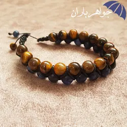 دستبند بافت دوبل چشم ببر و سودالیت D1644