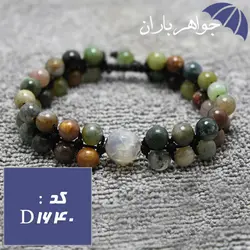 دستبند بافت دوبل عقیق خزه ای اصل خوشرنگ کد D_1640