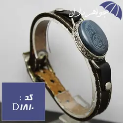 دستبند چرم عقیق آبی حکاکی یا قمر بنی هاشم کد D_1810
